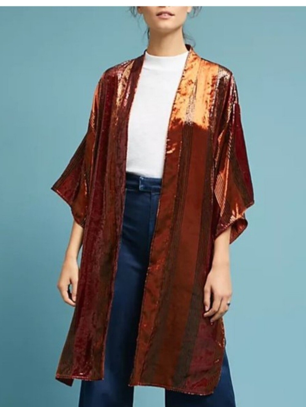 Anthropology Womans Metalic Sunset Tone's  Kimono